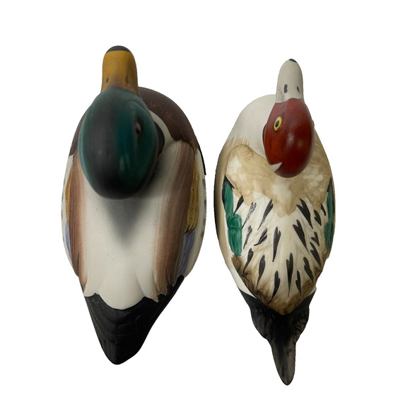 Lot of 2 Ceramic Duck Decoy Shoe Shine Brush and Lint Remover Handpainted VTG - Picture 10 of 11